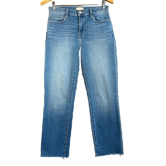 L'AGENCE Jeans Women's 27 Camden Blue Sada Slim Crop High Rise Raw Hem USA - Picture 1 of 11